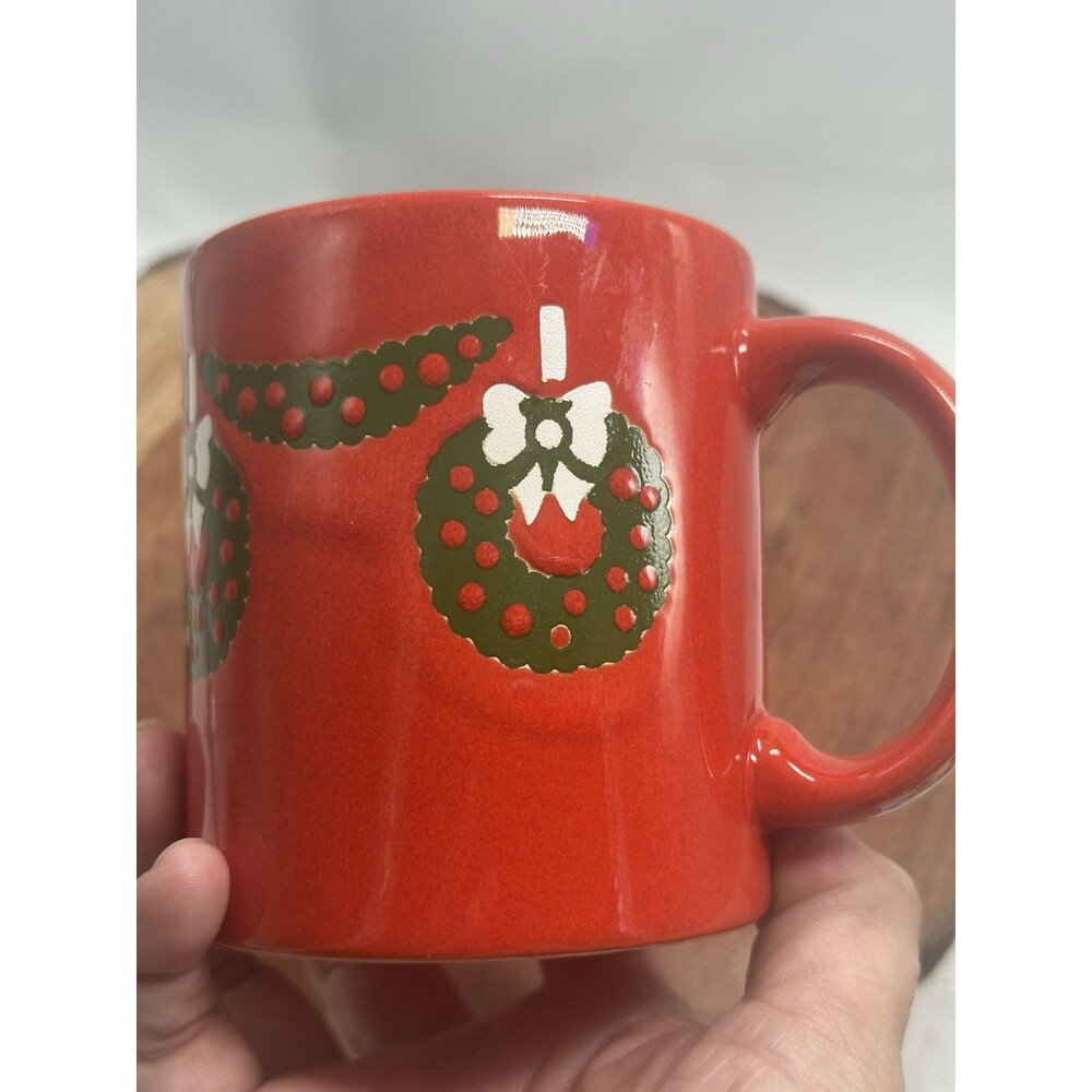 Waechtersbach Red Christmas Mugs W Germany Wreath Replacement Mug